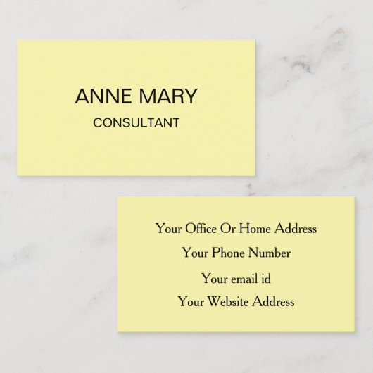 Crea Ivory Geel Moderne Minimalistische Profession Visitekaartje (Voorkant / Achterkant)