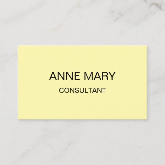 Crea Ivory Geel Moderne Minimalistische Profession Visitekaartje (Voorkant)