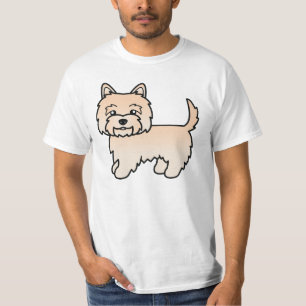 Creaamhuidige Cairn Terrier Honden Cartoon Illustr T-shirt