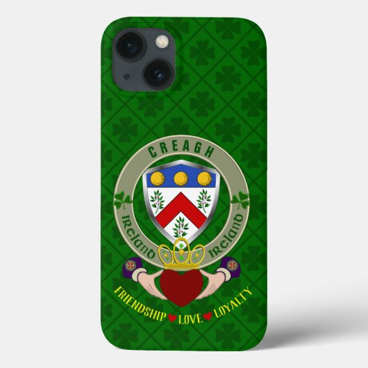 Creagh Irish Shield & Claddagh Personalized Case-Mate iPhone Case (Achterkant)