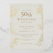 Cream 50th Wedding Jubileum Gold Folie Uitnodiging (Voorkant)