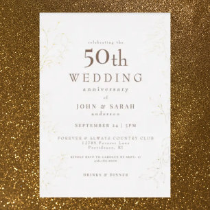 Cream 50th Wedding Jubileum Gold Folie Uitnodiging