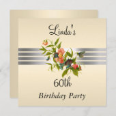 Cream 60th Birthday Party Invitation Kaart (Voorkant / Achterkant)