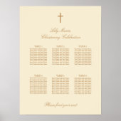 Cream 6 Table Christening Seating Chart Poster (Voorkant)