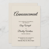 Cream aankondiging uitgesteld bruiloft Kaart (Voorkant / Achterkant)