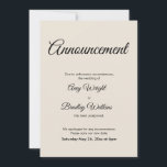 Cream aankondiging uitgesteld bruiloft Kaart<br><div class="desc">Hier is een eenvoudige kaart om uw gasten op de hoogte te stellen als het nodig is om uw trouwdatum te wijzigen. Gebruik de sjabloon velden om uw persoonlijke gegevens toe te voegen en maak dit elegante, minimalistische ontwerp uw eigen. De achtergrond van de crème kan worden gewijzigd in elke...</div>