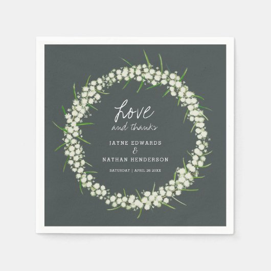 Cream acacacia spring bloemen trouwerij luiers servet (Voorkant)