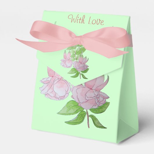 Cream achtergrond roze bloemen voor bruiloft bedankdoosjes (Voorkant Zijde)