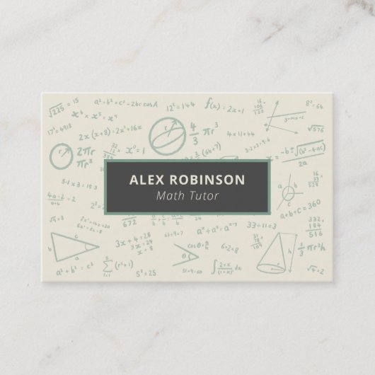 Cream Algebra Wiskunde Tutor visitekaartje (Voorkant)