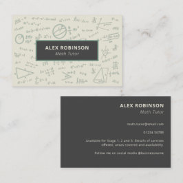 Cream Algebra Wiskunde Tutor visitekaartje