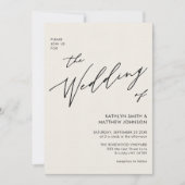 Cream all in one legant Script Minimalist Weddensc Kaart (Voorkant)