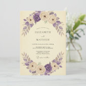 Cream Amethyst Roze Trouw Kaart (Staand voorkant)