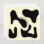 Cream and Black Abstract Art Birthday-kaart Kaart (Voorkant / Achterkant)