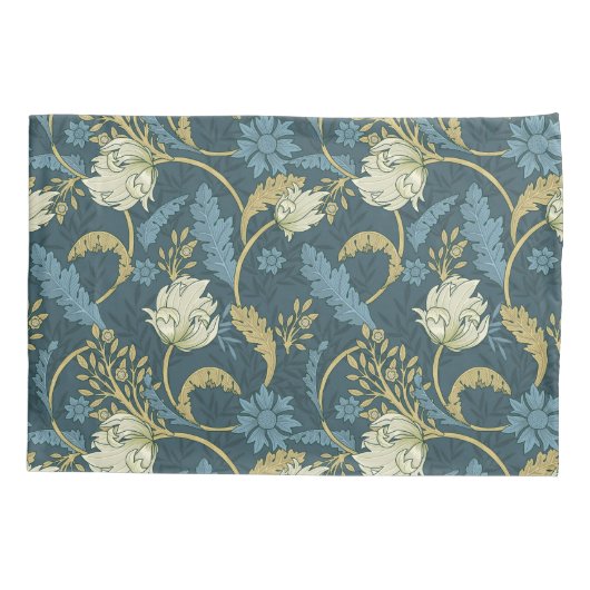 Cream and Blue Floral Art Nouveau  Kussensloop (Achterkant)