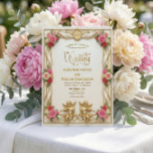 Cream And Blush Pink Romantic Floral Wedding Kaart