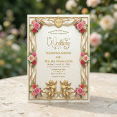 Cream And Blush Pink Romantic Floral Wedding Kaart