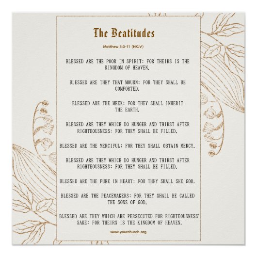 Cream and Bronze Beatitudes Inspiration Perfect Poster (Voorkant)