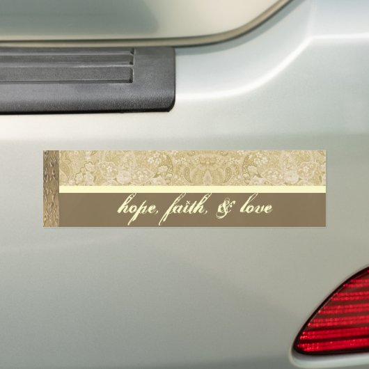 Cream and Bronze Paisely Bumpersticker (Op auto)