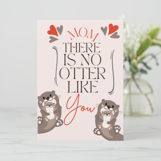 Cream and Brown Otter Pun Mother's Day Card Feestdagenkaart (Staand voorkant)