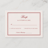 Cream and Burgundy Wedding Respone Informatiekaartje (Voorkant)