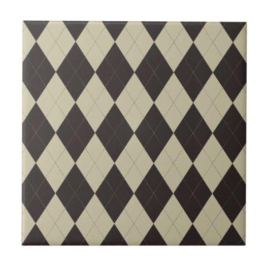 Cream and Chocolate Argyle Tegel Tegeltje (Voorkant)