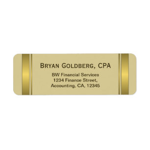 Cream and Gold Bord CPA Accountant Adresetiketten Etiket