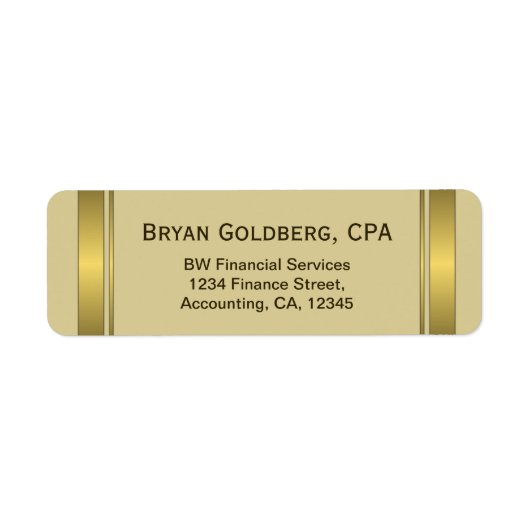 Cream and Gold Bord CPA Accountant Adresetiketten Etiket (Voorkant)