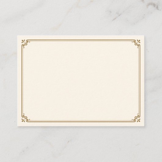 Cream and Gold Border Wedding Informatiekaartje (Achterkant)