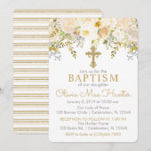Cream and Gold Floral Garden Baptisme Kaart (Voorkant / Achterkant)