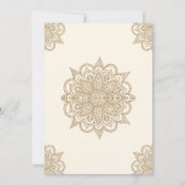 Cream and Gold Henna Mehndi Islamic Muslim Weduwen Kaart (Achterkant)