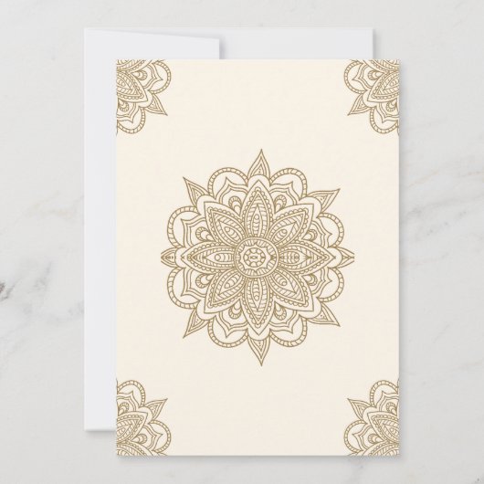 Cream and Gold Henna Mehndi Islamic Muslim Weduwen Kaart (Achterkant)