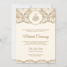 Cream and Gold Lace Islamic Mehndi Ceremonony