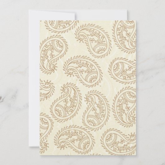 Cream and Gold Paisley Islamic Mehndi Ceremonony Kaart (Achterkant)