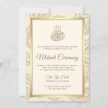 Cream and Gold Paisley Islamic Mehndi Ceremonony