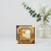 Cream and Gold Scrapbook Style Vierkante Visitekaartje (Staand voorkant)