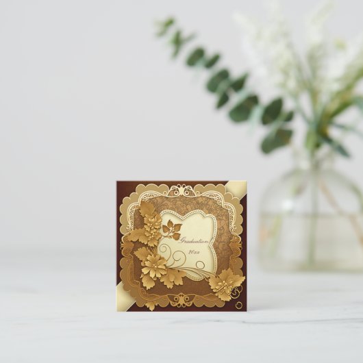 Cream and Gold Scrapbook Style Vierkante Visitekaartje (Staand voorkant)