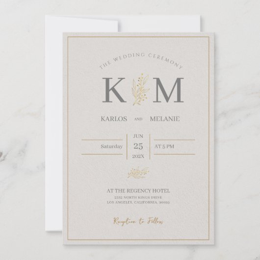 Cream And Gray Simple Minimalist Elegant Wedding Kaart (Voorkant)