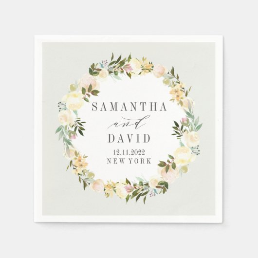 Cream and Gray Wedding floral personalized Servet (Voorkant)