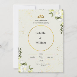 Cream and Green Wedding Invitation Kaart