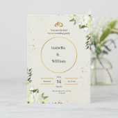Cream and Green Wedding Invitation Kaart (Staand voorkant)