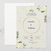 Cream and Green Wedding Invitation Kaart (Voorkant / Achterkant)