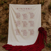 Cream and Maroon Wedding Seating Chart Fabric Wandkleed