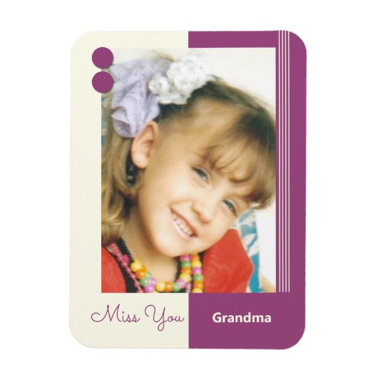 Cream and purple miss you grandma foto magneet (Verticaal)