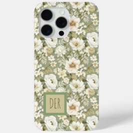 Cream and Sage Green Botanical Daisy Florals iPhone 15 Pro Max Hoesje