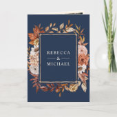 Cream and Terracotta Floral QR Code Navy Wedding (Voorkant)