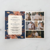 Cream and Terracotta Floral QR Code Navy Wedding (Binnen)