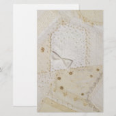 Cream and White Patchwork Design Briefpapier (Voorkant / Achterkant)