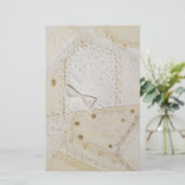 Cream and White Patchwork Design Briefpapier (Staand voorkant)