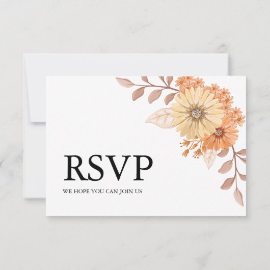 Cream Apricot Floral Wedding RSVP Card (Achterkant)
