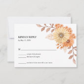 Cream Apricot Floral Wedding RSVP Card Kaartje (Voorkant)